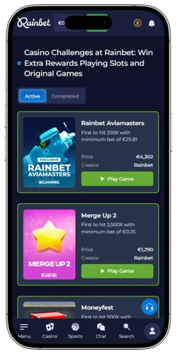 Rainbet app προκλήσεις και αποστολές παικτών