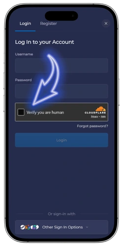 Rainbet επαλήθευση χρήστη μέσω checkbox στη φόρμα εισόδου